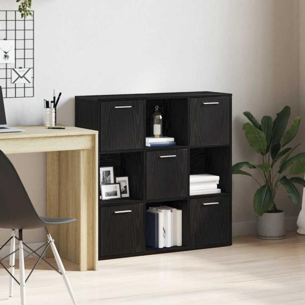 ARDEBO.de - Bücherschrank Schwarz Eichen-Optik 90x28x90 cm Holzwerkstoff