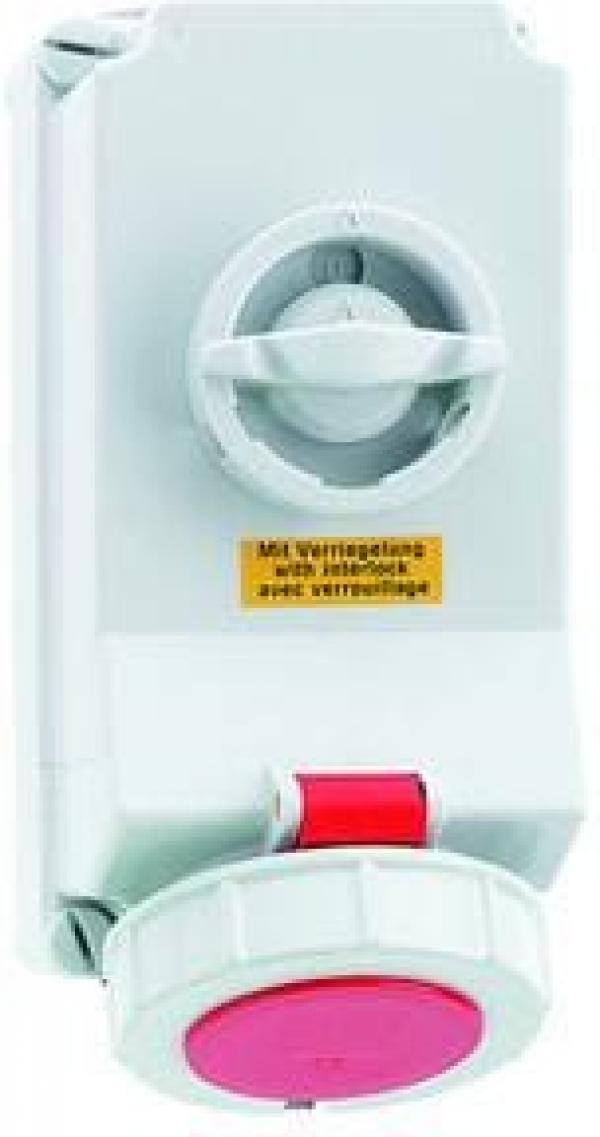 ARDEBO.de Bals  Wandsteckdose TE ABS-VER, 32A, 4p, 380V bis 440V, 3h, IP67, rot/grau ( ) (16050)
