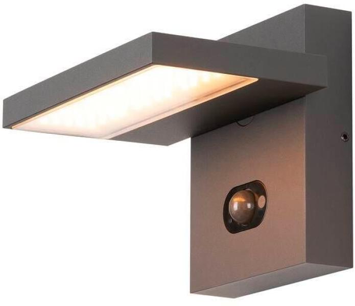 SLV ABRIDOR Wandaufbauleuchte, Outdoor, Hybrid Solar- und Netzstrom, Bewegungsmelder, 2200/2700K, IP65, anthrazit (1008542)