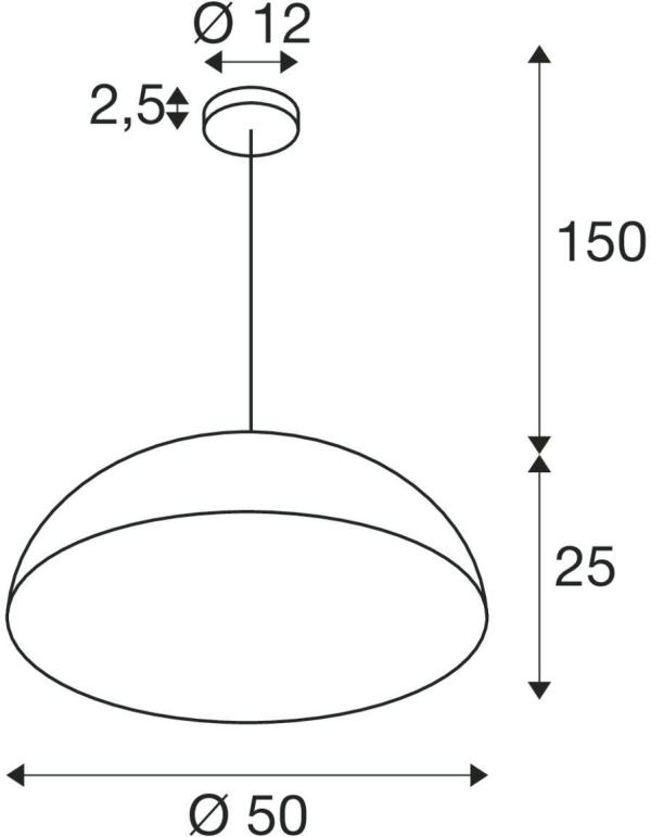 SLV FORCHINI M 50 Pendelleuchte, E27, Pendellänge 150cm, 1x max. 40W, Ø 50cm, Stahl, matt schwarz/matt gold (1008537)