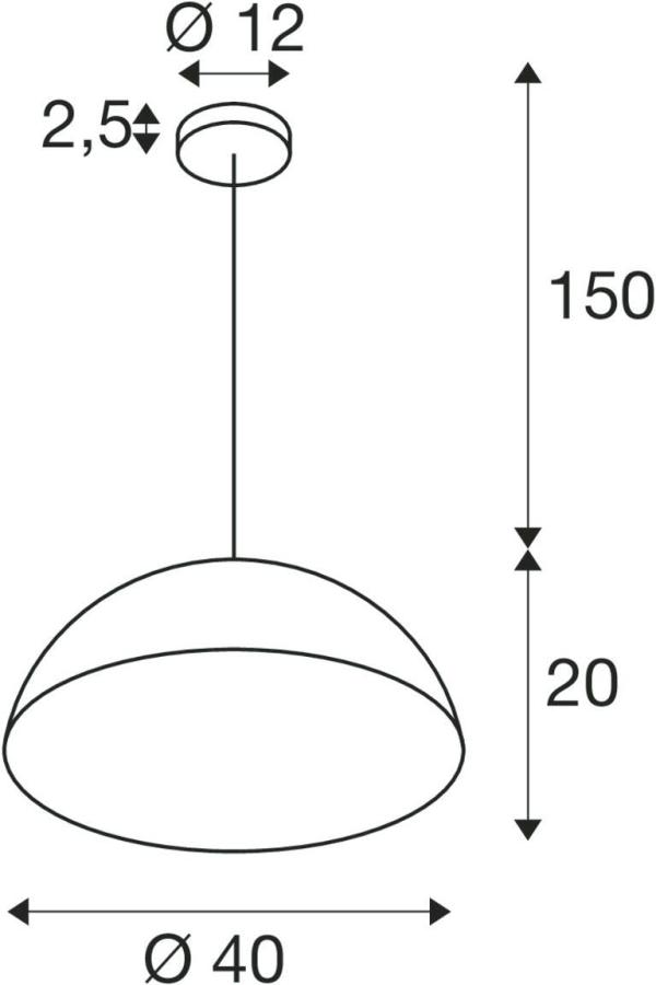 SLV FORCHINI M 40 Pendelleuchte, E27, Pendellänge 150cm, 1x max. 40W, Ø 40cm, Stahl, matt schwarz/matt gold (1008536)