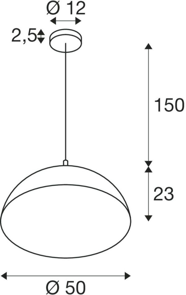 SLV FORCHINI 50 Pendelleuchte, E27, Pendellänge 150cm, 1x max. 40W, Ø 50cm, matt schwarz/matt gold (1008535)