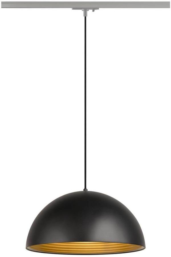 ARDEBO.de SLV FORCHINI M 40 TRACK Pendelleuchte für 1-Phasen Hochvolt-Schienen-System, E27, inkl. Adapter silbergrau, Ø 40cm, schwarz/gold (1008539)