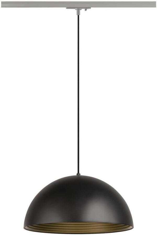 SLV FORCHINI M 40 TRACK Pendelleuchte für 1-Phasen Hochvolt-Schienen-System, E27, inkl. Adapter silbergrau, Ø 40cm, schwarz/gold (1008539)
