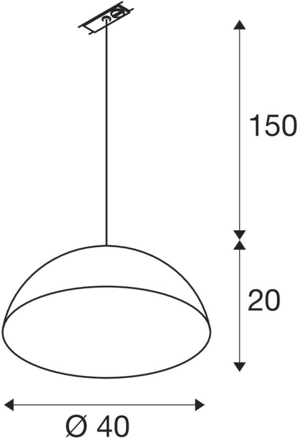 SLV FORCHINI M 40 TRACK Pendelleuchte für 1-Phasen Hochvolt-Schienen-System, E27, inkl. Adapter silbergrau, Ø 40cm, schwarz/gold (1008539)