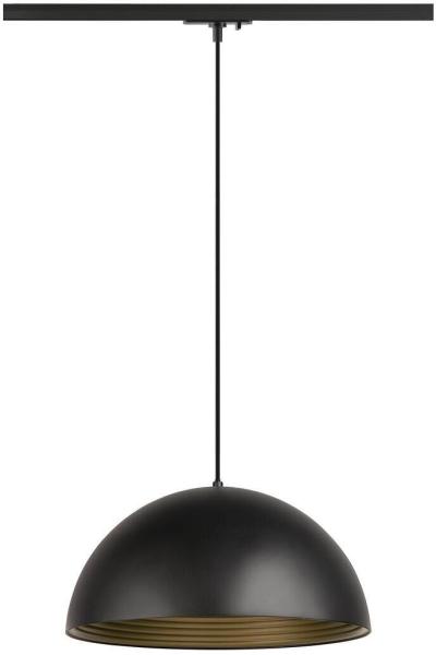 SLV FORCHINI M 40 TRACK Pendelleuchte für 1-Phasen Hochvolt-Schienen-System, E27, inkl. Adapter schwarz, Ø 40cm, schwarz/gold (1008540)