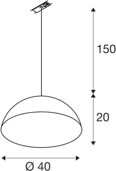 SLV FORCHINI M 40 TRACK Pendelleuchte für 1-Phasen Hochvolt-Schienen-System, E27, inkl. Adapter schwarz, Ø 40cm, schwarz/gold (1008540)