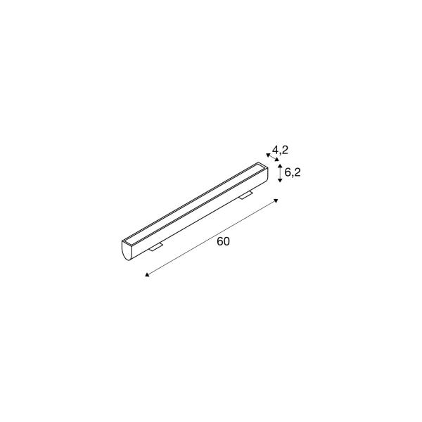 SLV GALEN 60 LED Profil, Lichtbalken außen, CCT switch 3000/4000K, 18W, Breite 60cm, anthrazit (1003447)