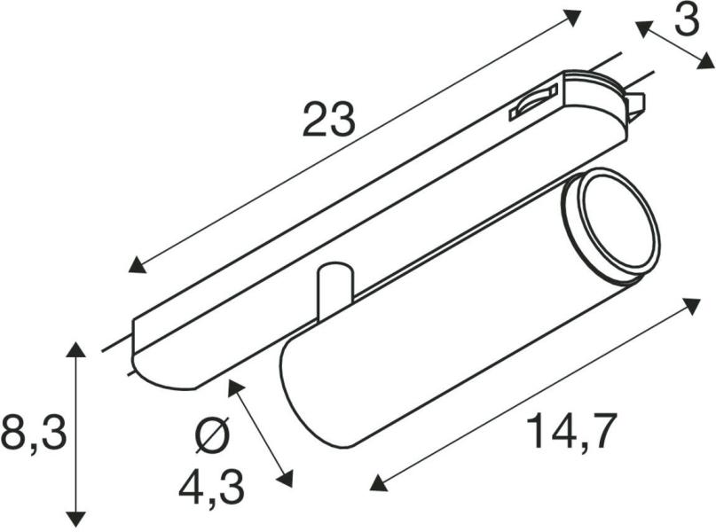 SLV GRIP! M Spot für 3-Phasen Hochvolt-Schienen-System, Ø4,3cm, 3000K, Phase, 20W, weiß/schwarz (1008443)
