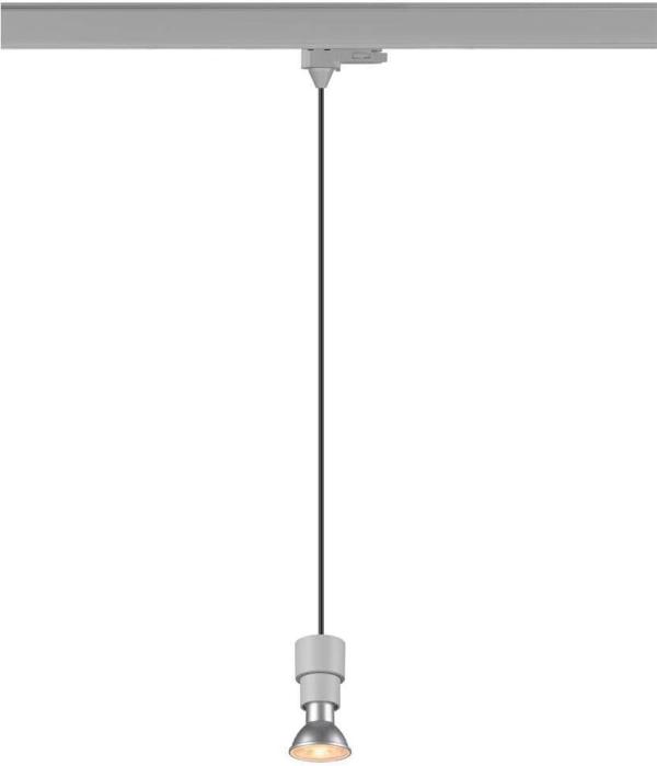 ARDEBO.de SLV PURI 2.0 Basic Pendelleuchte für 3-Phasen-Hochvolt-Schienensystem, GU10, 1x max.6W, Pendellänge 200cm, grau (1008212)