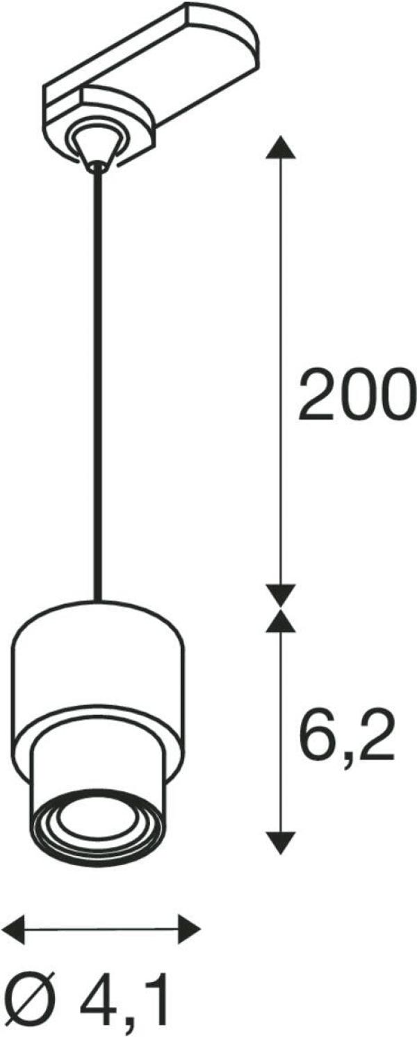 SLV PURI 2.0 Basic Pendelleuchte für 3-Phasen-Hochvolt-Schienensystem, GU10, 1x max.6W, Pendellänge 200cm, grau (1008212)