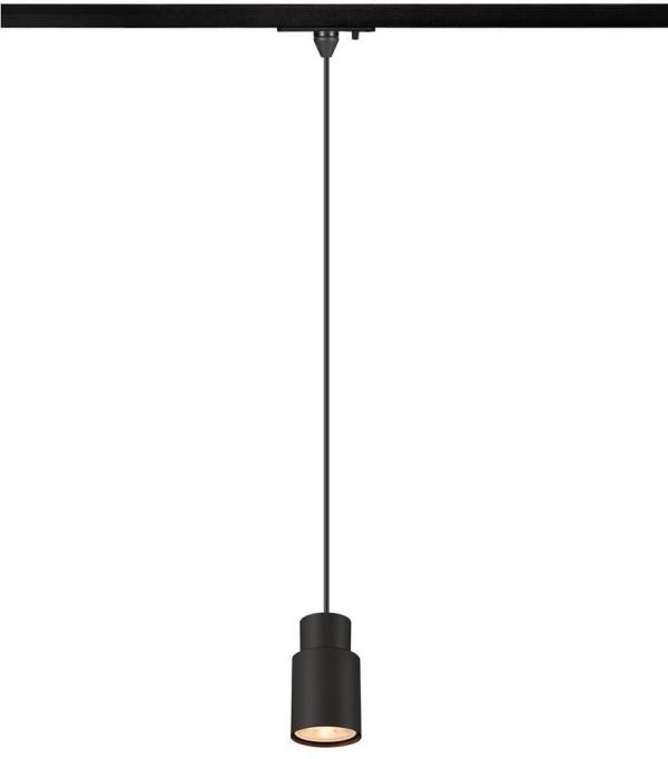 ARDEBO.de SLV PURI 2.0 TUBE Pendelleuchte für 1-Phasen-Hochvolt-Schienensystem, GU10, 1x max.6W, Pendellänge 200cm, schwarz/schwarz (1008254)