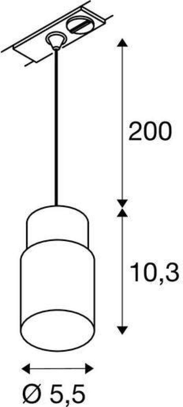 SLV PURI 2.0 TUBE Pendelleuchte für 1-Phasen-Hochvolt-Schienensystem, GU10, 1x max.6W, Pendellänge 200cm, schwarz/schwarz (1008254)