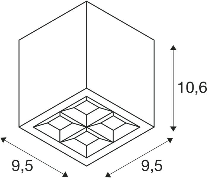 SLV S-CUBE Deckenaufbauleuchte, IP65, 2700/3000K, PHASE dimmbar, anthrazit (1007461)