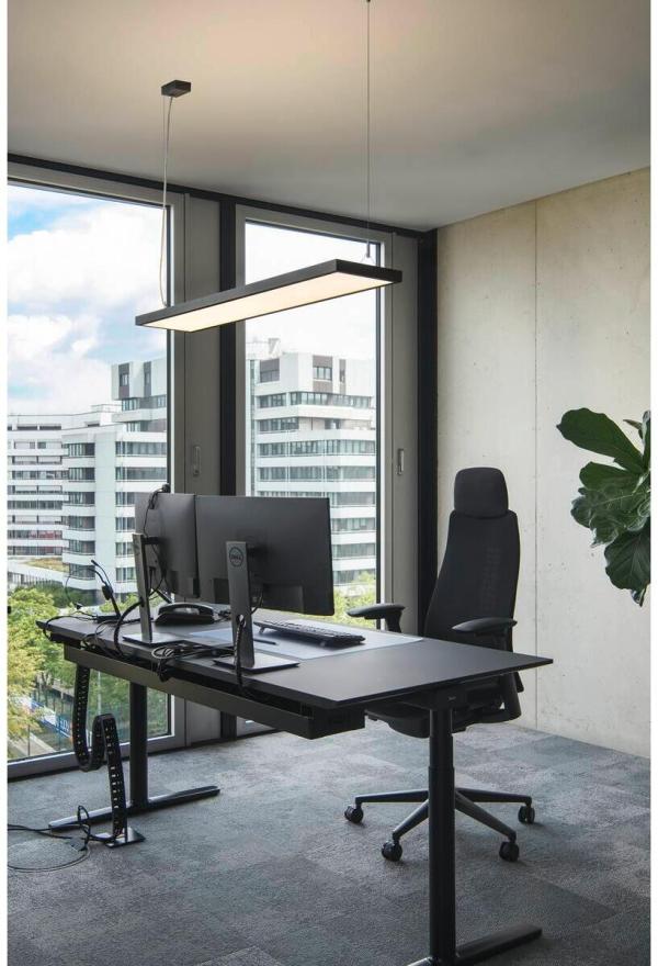 SLV WORKLIGHT PRO 120 Pendelleuchte, DALI dimmbar, Länge 120cm, 50W, 4000K, schwarz (1007468)