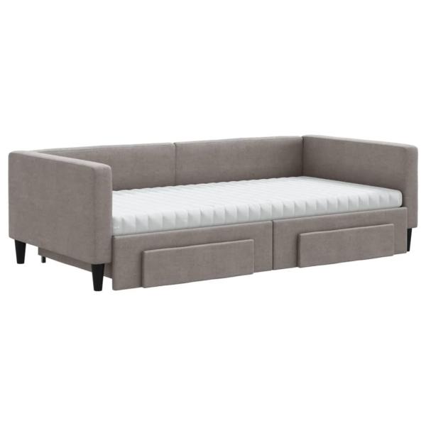 Tagesbett Ausziehbar mit Schubladen Taupe 100x200 cm Stoff