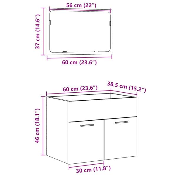 2-tlg. Badmöbel-Set Schwarz Eichen-Optik Holzwerkstoff