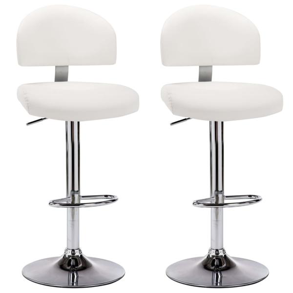 Barhocker 2 Stk. Weiß Kunstleder