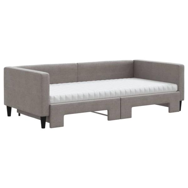 Tagesbett Ausziehbar mit Matratzen Taupe 100x200 cm Stoff