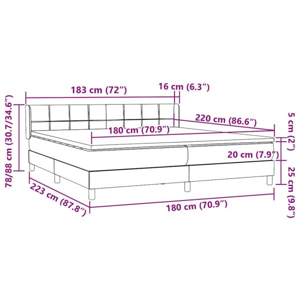 Boxspringbett mit Matratze Schwarz 180x220 cm Samt