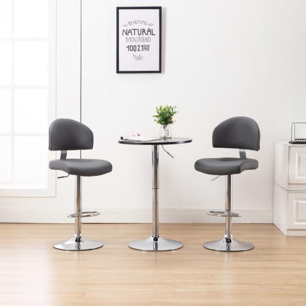 ARDEBO.de - Barhocker 2 Stk. Grau Kunstleder