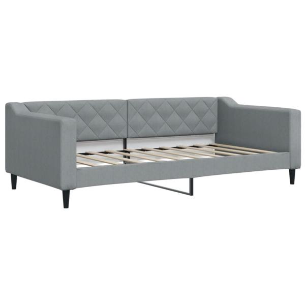 Tagesbett Ausziehbar mit Matratze Hellgrau 90x190 cm Stoff