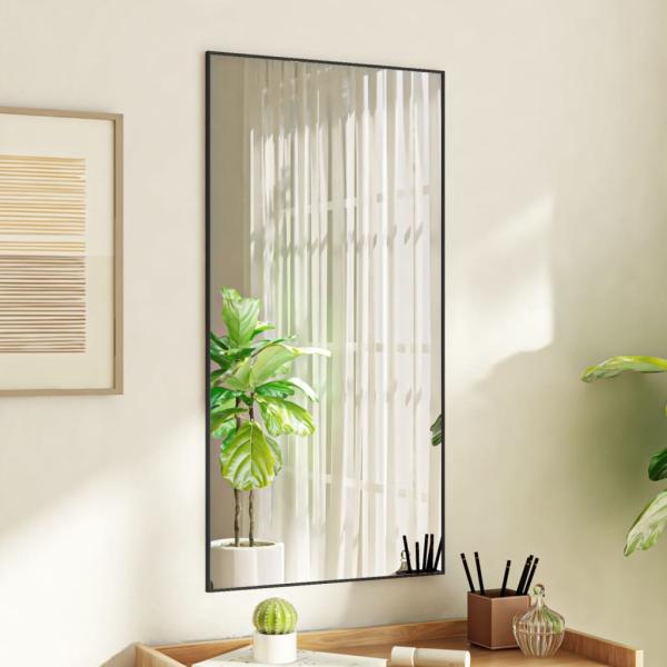 ARDEBO.de - Türspiegel Schwarz 50x100 cm Glas und Aluminium