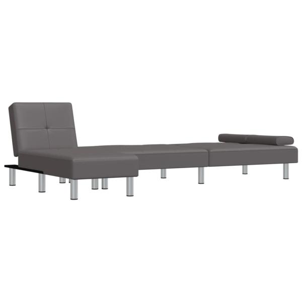 ARDEBO.de - Schlafsofa in L-Form Grau 255x140x70 cm Kunstleder