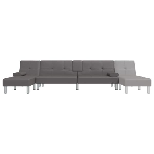 Schlafsofa in L-Form Grau 255x140x70 cm Kunstleder