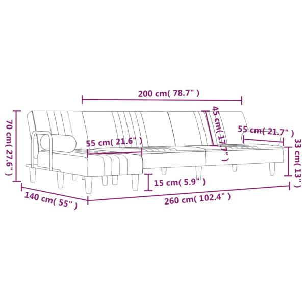 Schlafsofa in L-Form Gelb 260x140x70 cm Samt
