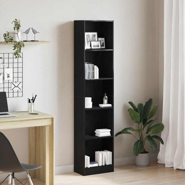 ARDEBO.de - Bücherregal Schwarz Eichen-Optik 40x24x176 cm Holzwerkstoff