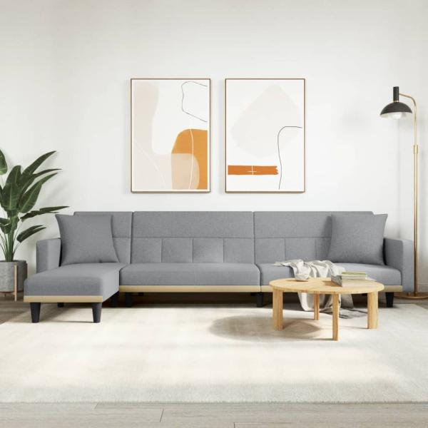 ARDEBO.de - Schlafsofa in L-Form Hellgrau 275x140x70 cm Stoff