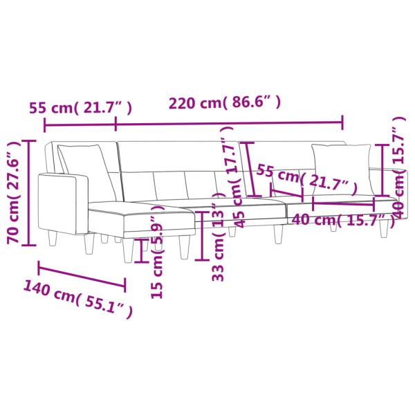 Schlafsofa in L-Form Hellgrau 275x140x70 cm Stoff