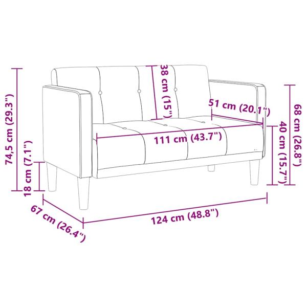 Zweisitzer-Sofa Weinrot 111 cm Samt
