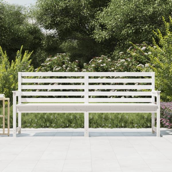 Gartenbank Weiß 203,5x48x91,5 cm Massivholz Kiefer
