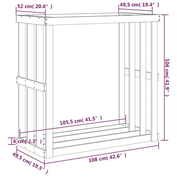 Outdoor-Kaminholzregal Weiß 108x52x106 cm Massivholz Kiefer