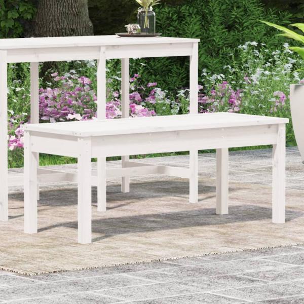Gartenbank Weiß 109x44x45 cm Massivholz Kiefer