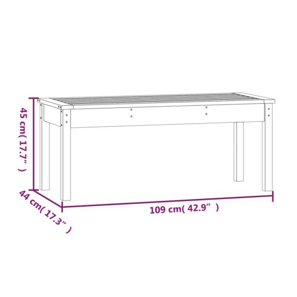 Gartenbank Weiß 109x44x45 cm Massivholz Kiefer