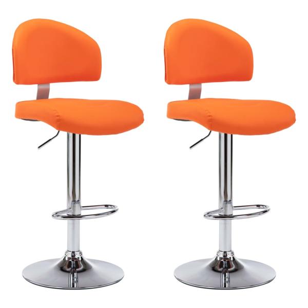 Barhocker 2 Stk. Orange Kunstleder