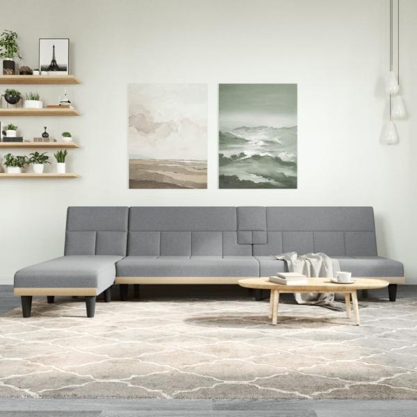ARDEBO.de - Schlafsofa in L-Form Hellgrau 255x140x70 cm Stoff