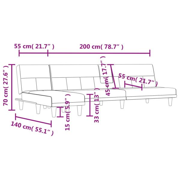 Schlafsofa in L-Form Hellgrau 255x140x70 cm Stoff