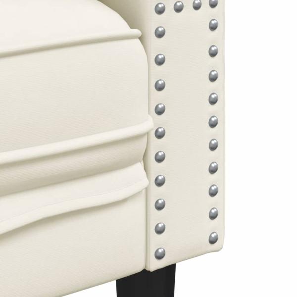 3-tlg. Chesterfield-Sofa-Set mit Nackenrollen Creme Samt