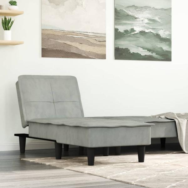 ARDEBO.de - Chaiselongue Hellgrau Samt