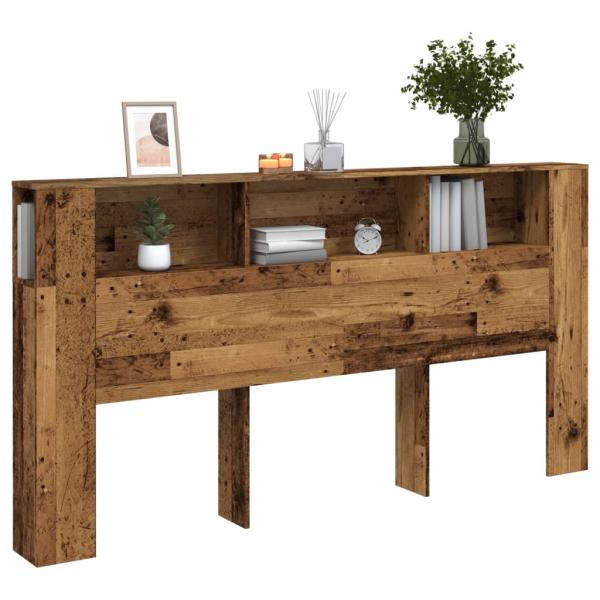ARDEBO.de - Bett-Kopfteil mit Ablagen Altholz-Optik 200x18,5x102,5 cm