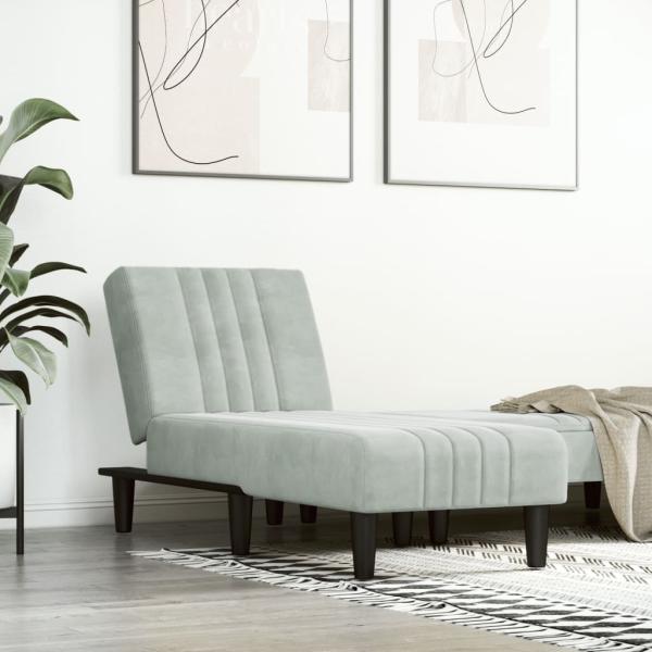 ARDEBO.de - Chaiselongue Hellgrau Samt