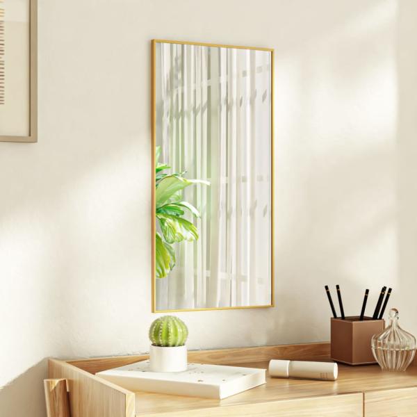 ARDEBO.de - Türspiegel Golden 30x60 cm Glas und Aluminium