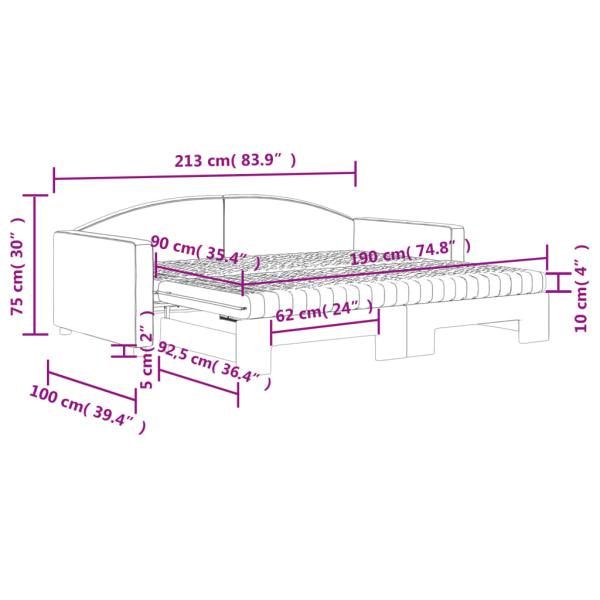 Tagesbett Ausziehbar mit Matratzen Schwarz 90x190 cm Stoff