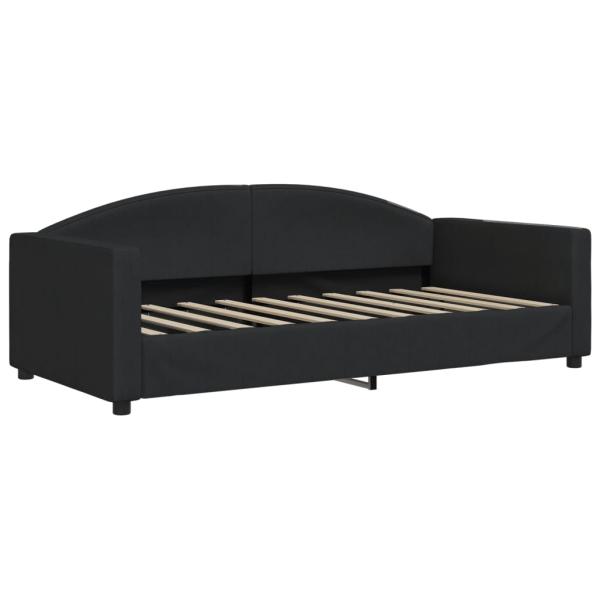 Tagesbett Ausziehbar mit Matratzen Schwarz 90x190 cm Stoff