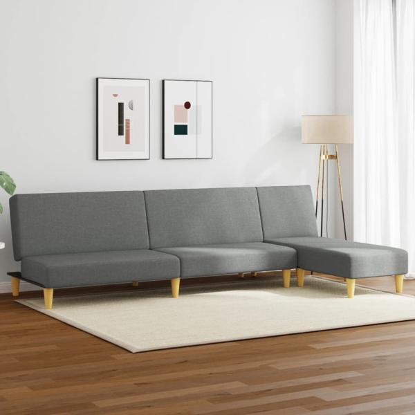 ARDEBO.de - 2-tlg. Sofagarnitur Dunkelgrau Stoff