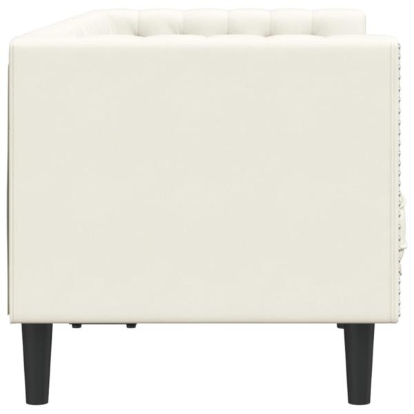 Chesterfield-Sofa mit Nackenrollen 2-Sitzer Creme Samt